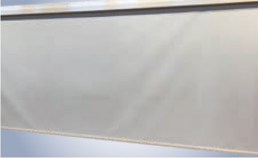 A light grey rectangular fabric surface with a smooth texture.