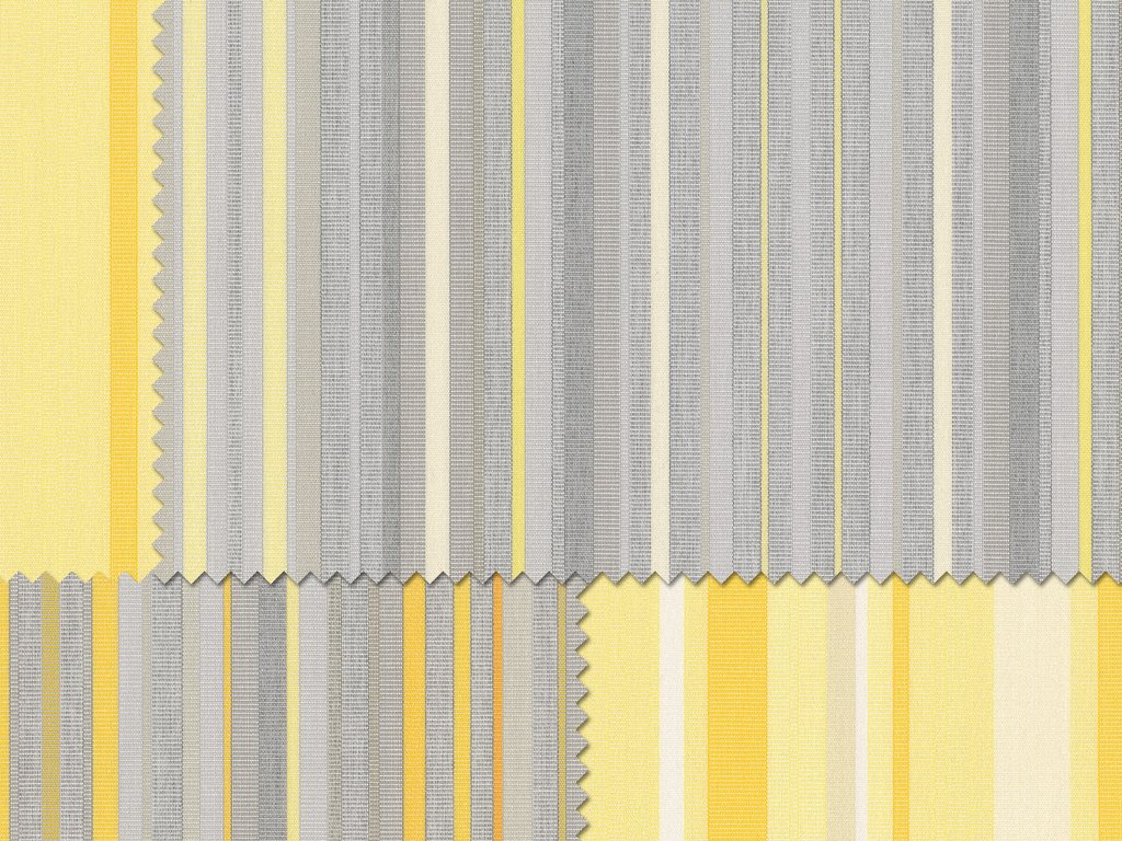 Striped fabric featuring shades of yellow and grey in a square pattern.