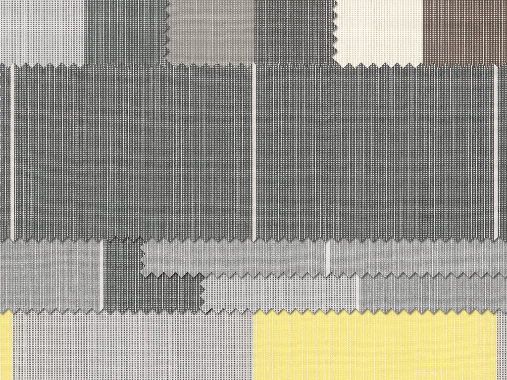 A collage of fabric swatches in various shades of grey and a bright yellow section. A collage of fabric swatches in various shades of grey and a bright yellow section.