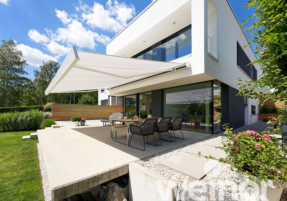 Chemnitz: weinor Kubata patio awning on architect's house 