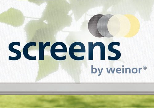 Text featuring the word "screens" in a modern font, with colour swatches above.