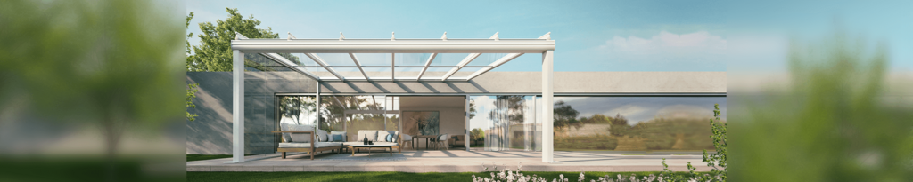 Glass patio roof weinor Terrazza Originale in white