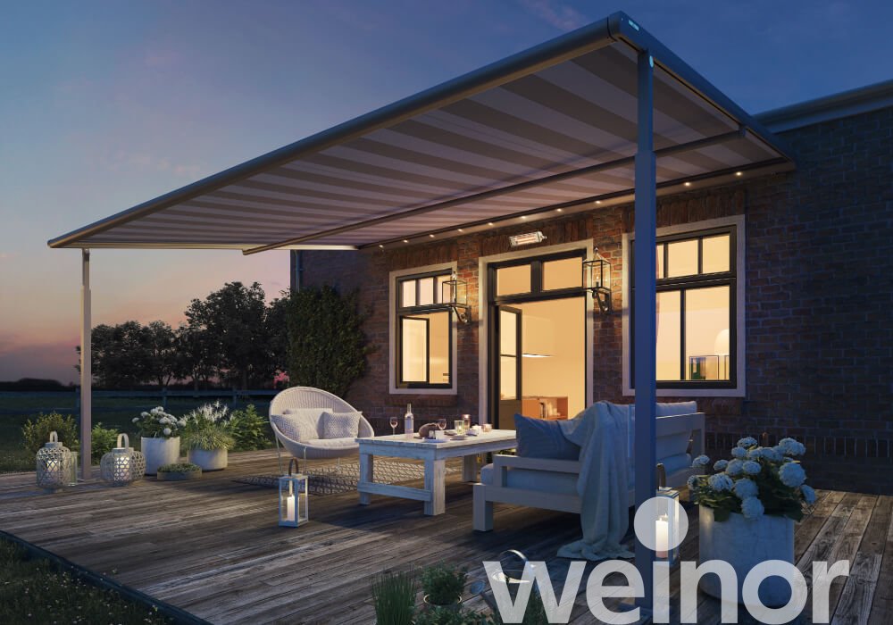 Plaza Viva - the weinor textile pergola awning with LED light bar