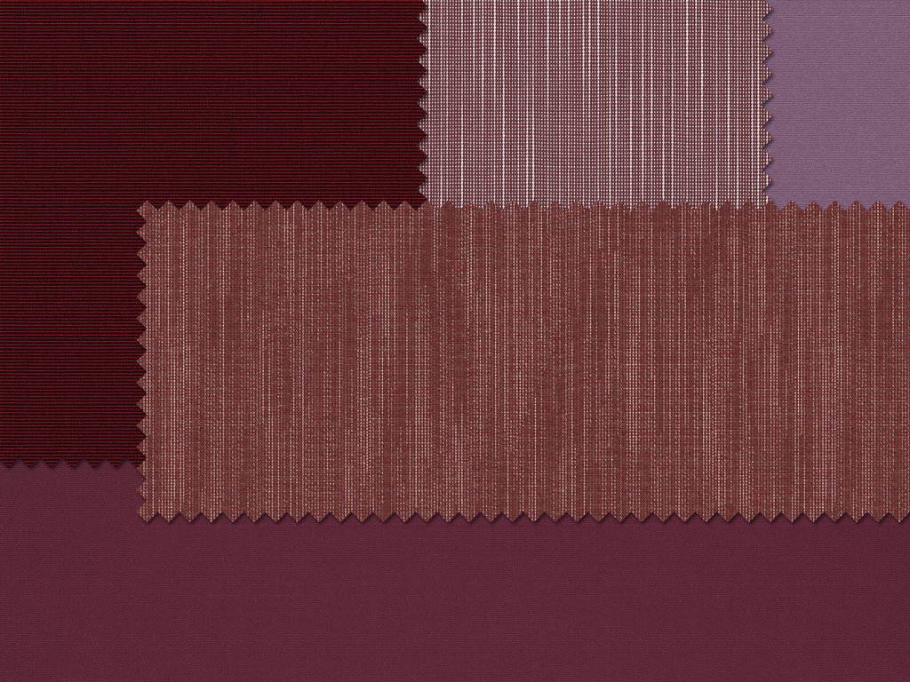A textured fabric sample with various shades of burgundy and purple squares.