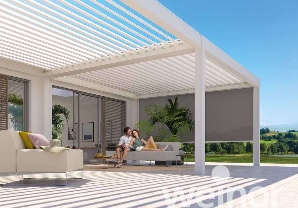 Artares - the louvred roof coupled unit, on the facade