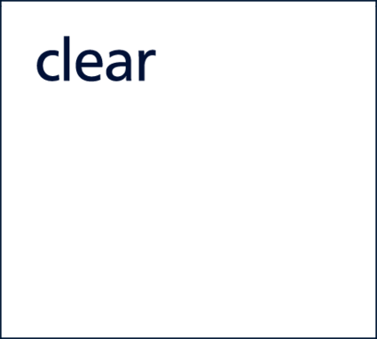 Text on a white background with blue font saying "clear".