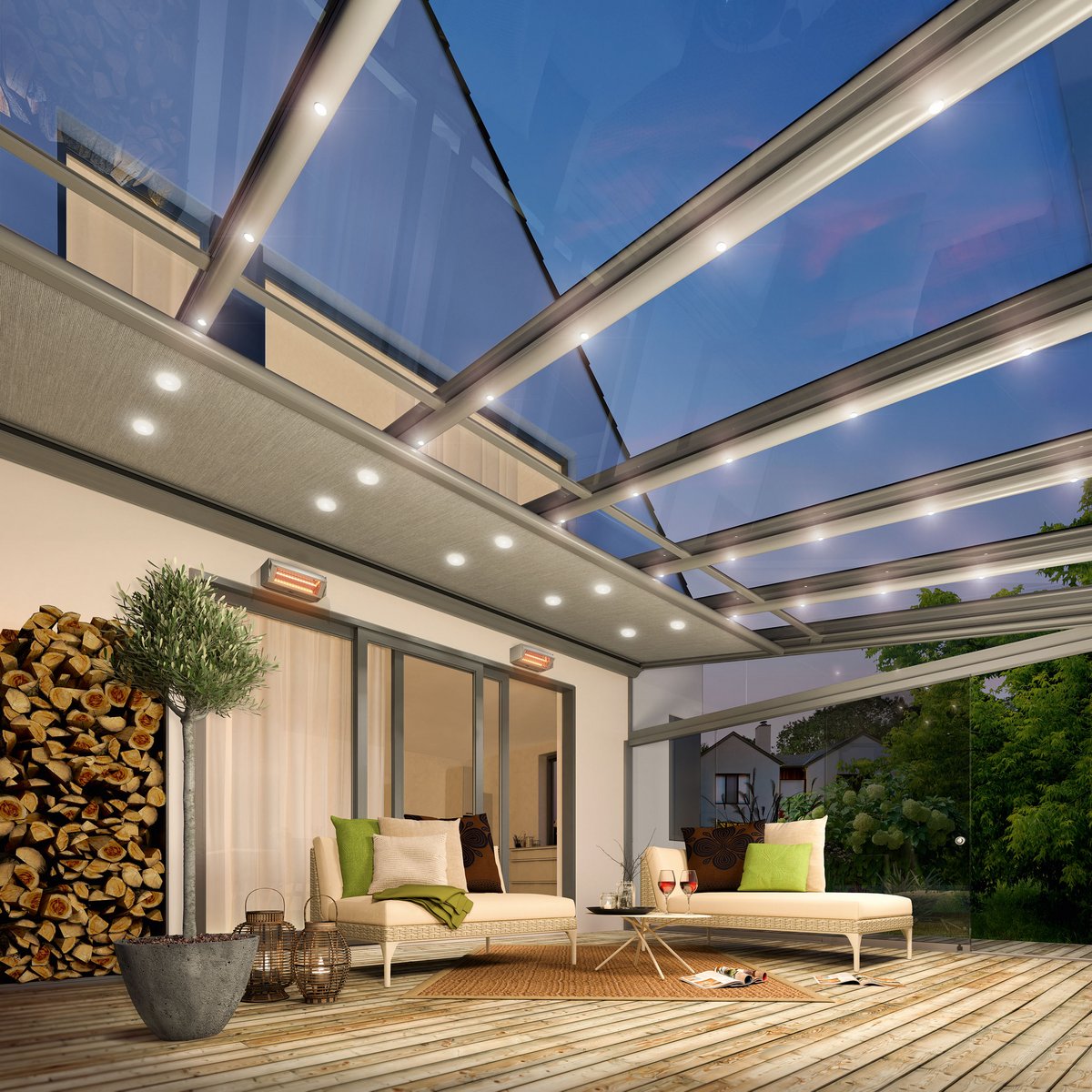 Beautifully square weinor awnings, patio roofs, Glasoase®