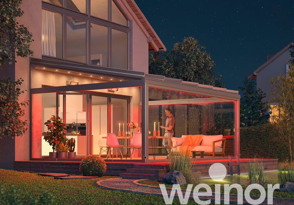 Patio roof weinor Terrazza Originale with LED light bar