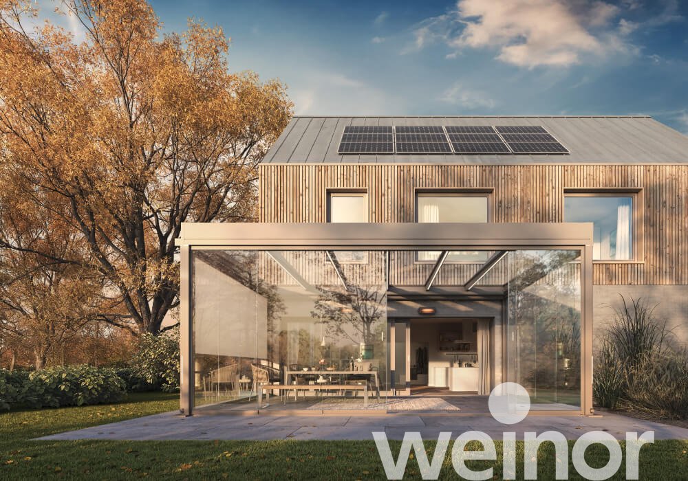 Glass patio roof weinor Terrazza Pure MAX with VertiPlus