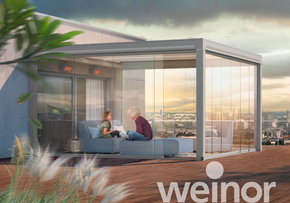 Artares - the louvred roof with glass sliding doors