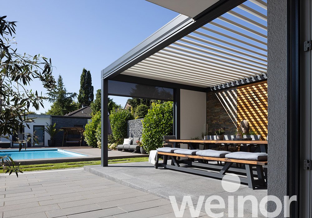 Erkelenz: weather-protected outdoor seating by the pool  