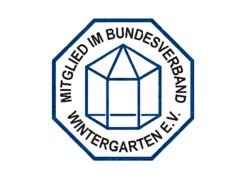 Logo featuring an octagonal shape with a 3D representation of a winter garden structure.