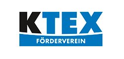 Logo featuring bold blue text "KTEX" above "FÖRDERVEREIN" with black accents.