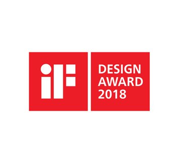 Red graphic featuring the text "if DESIGN AWARD 2018" in white and a simplified logo.
